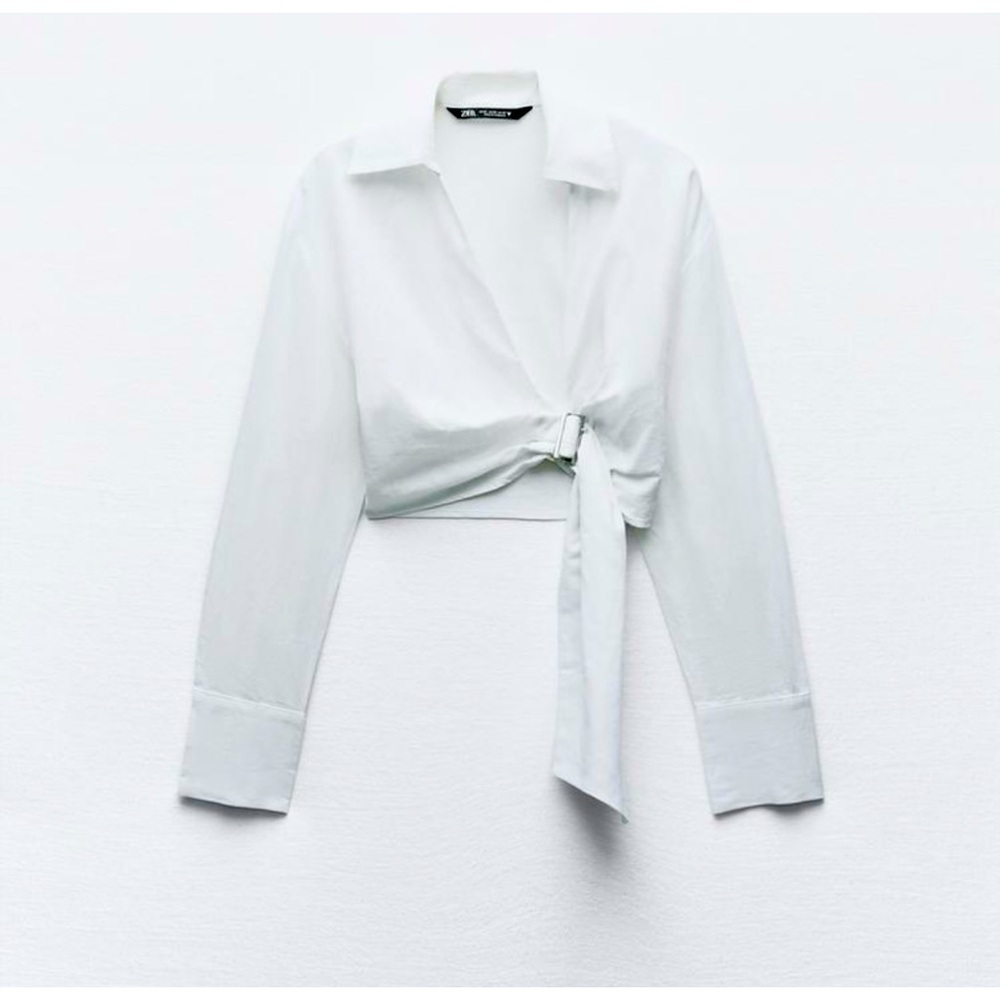 NWT Zara Buckled Linen Shirt